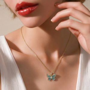 Gece Esintili Kelebek Kolye 14 Ayar - F14KLY242