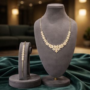 Neva Yaprak Detaylı Kolye & Bileklik Set 14 Ayar – F14KLY159 / F14BLK517